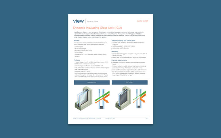 View Smart Glass Gen 4 IGU Data Sheet